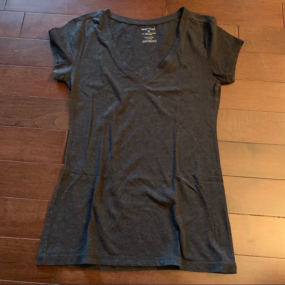 3/$15 Wet seal dark grey v neck short sleeve top